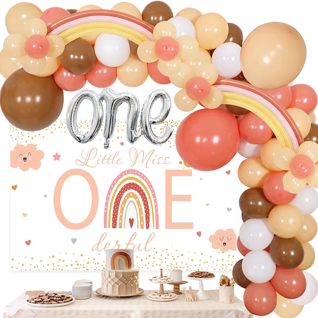 Joymemo Boho Rainbow 1st Birthday Decorations Bohemian Rainbow Balloon Garland Kit Boho Rainbow 5909