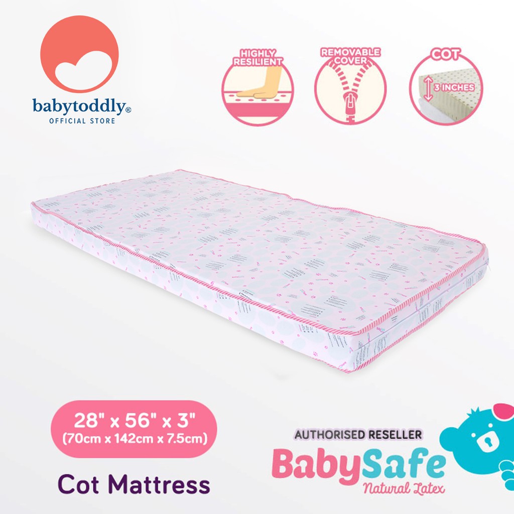 BabySafe Baby Latex Mattress Cot 28" x 56" x 3" (Natural Latex) Shopee Singapore