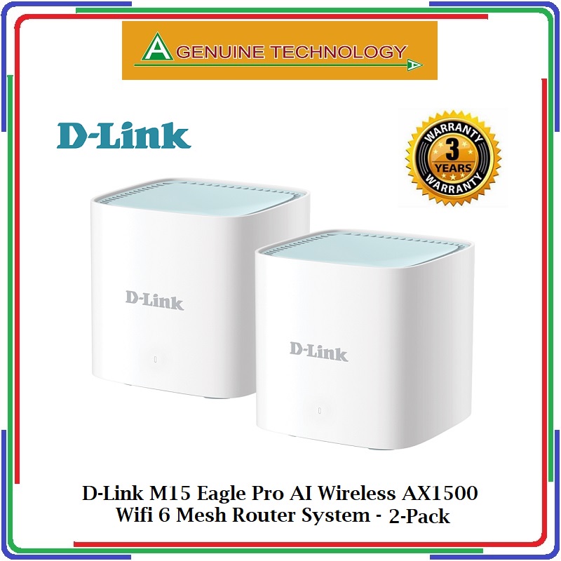 D-Link M15 Eagle Pro AI Wireless AX1500 Wifi 6 Mesh Router System with ...