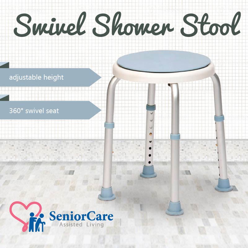 READY STOCK 360 Degree Swivel Shower Stool Adjustable Height Lightweight Non Slip Bathroom Chair Shopee Singapore