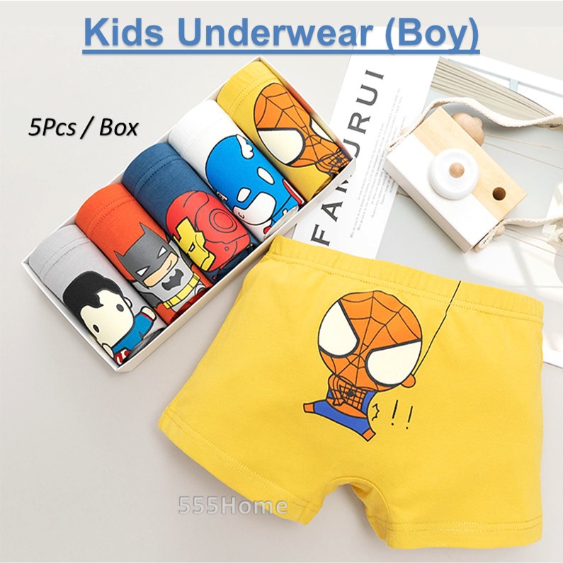 SG Seller] 5PCs Kids Underwear / Boys Brief / Children Boxer Shorts /  Cartoon Marvel Underpants