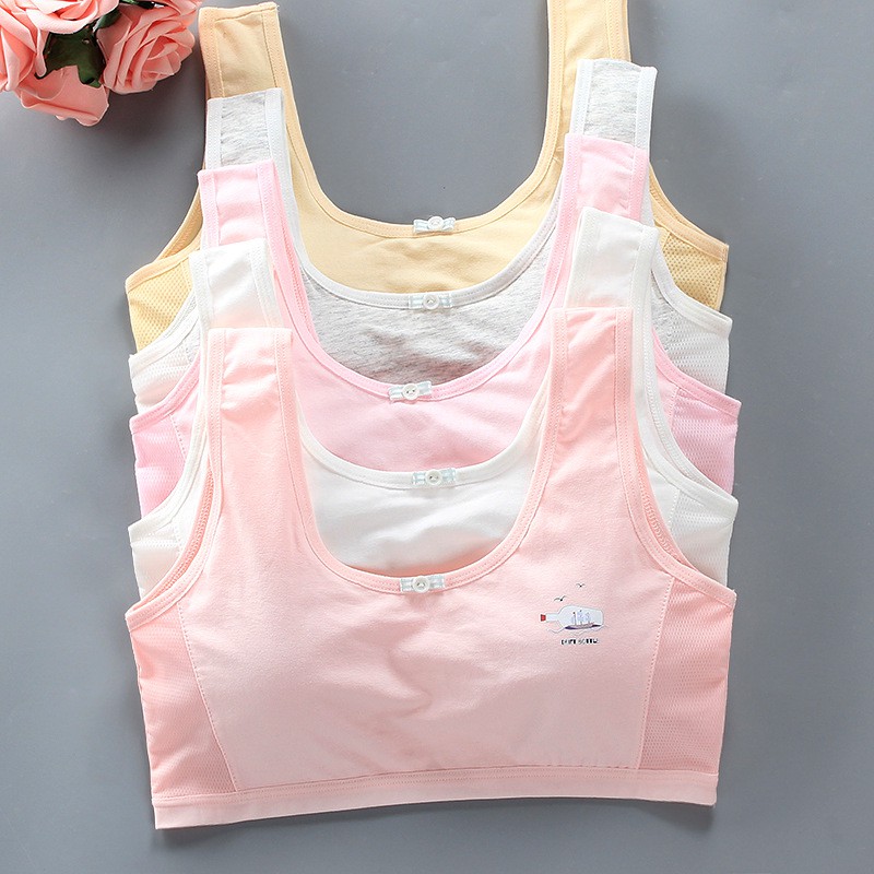Teenage Girl Training Bra Soft Double Layer Cotton Prevent Nipple ...