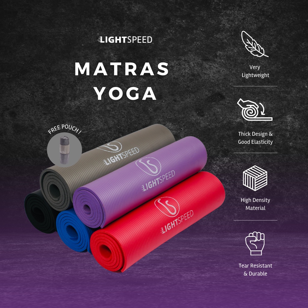 LIGHTSPEED Matras Yoga NBR 10mm MOTIF / ANTI SLIP/Gym Mat INCLUDE STRAP / Matras Olahraga Termurah - Gambar 2