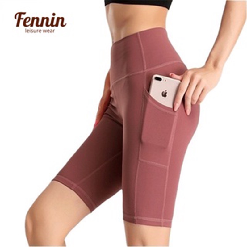 FENNIN Sports Shorts Yoga pants Women's Slim Fit Cycling Shorts Pocket pants yoga shorts  Biker Shorts