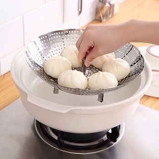 A Multi-functional Stainless Steel Grate Retractable Steamer Household Steamer  Small Steamer Buns Multi-functional Egg Steaming Plate Steaming Rack  Retractable Steamer