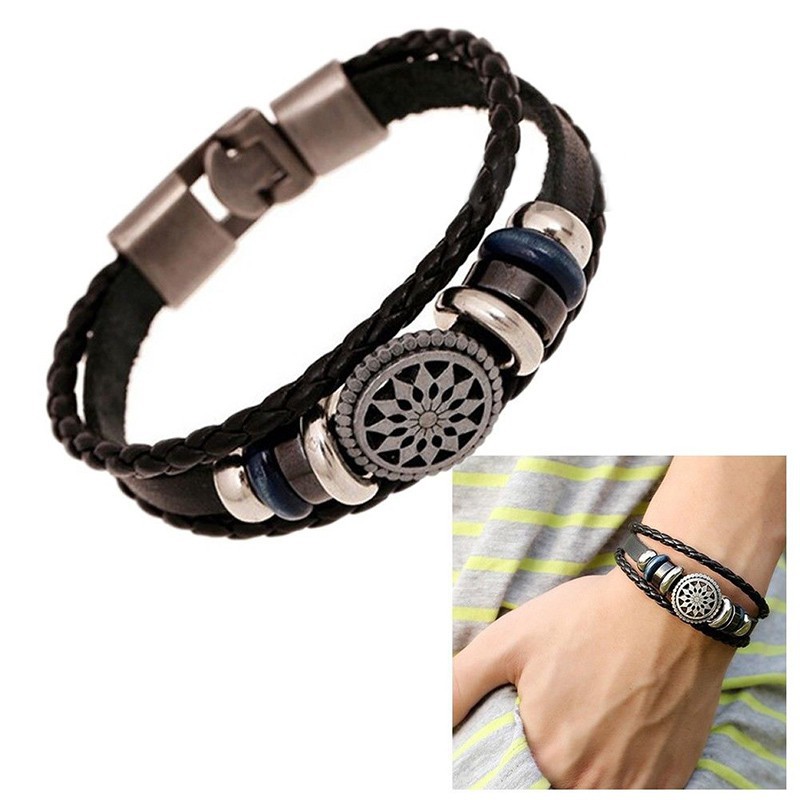 Fashion PU Vintage Infinity Charm Wrap Men Women Bracelet Jewelry Punk Style New