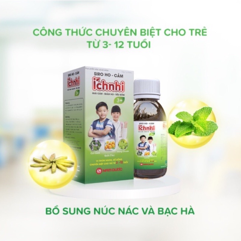 Ich Nhi Cough Syrup 3 + Supports Colds, Cough Reduction, Sputum Digestion, Cold Prevention For