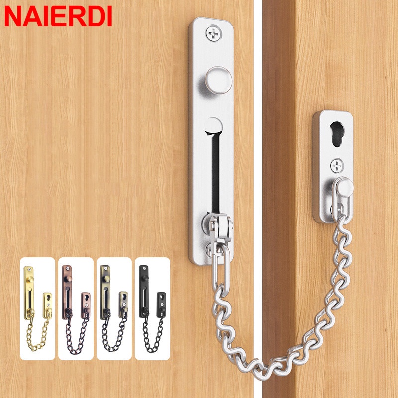 Naierdi Door Chain Lock 304 Stainless Steel Security Anti Theft Door Chain Latch Buckle Guard 8159