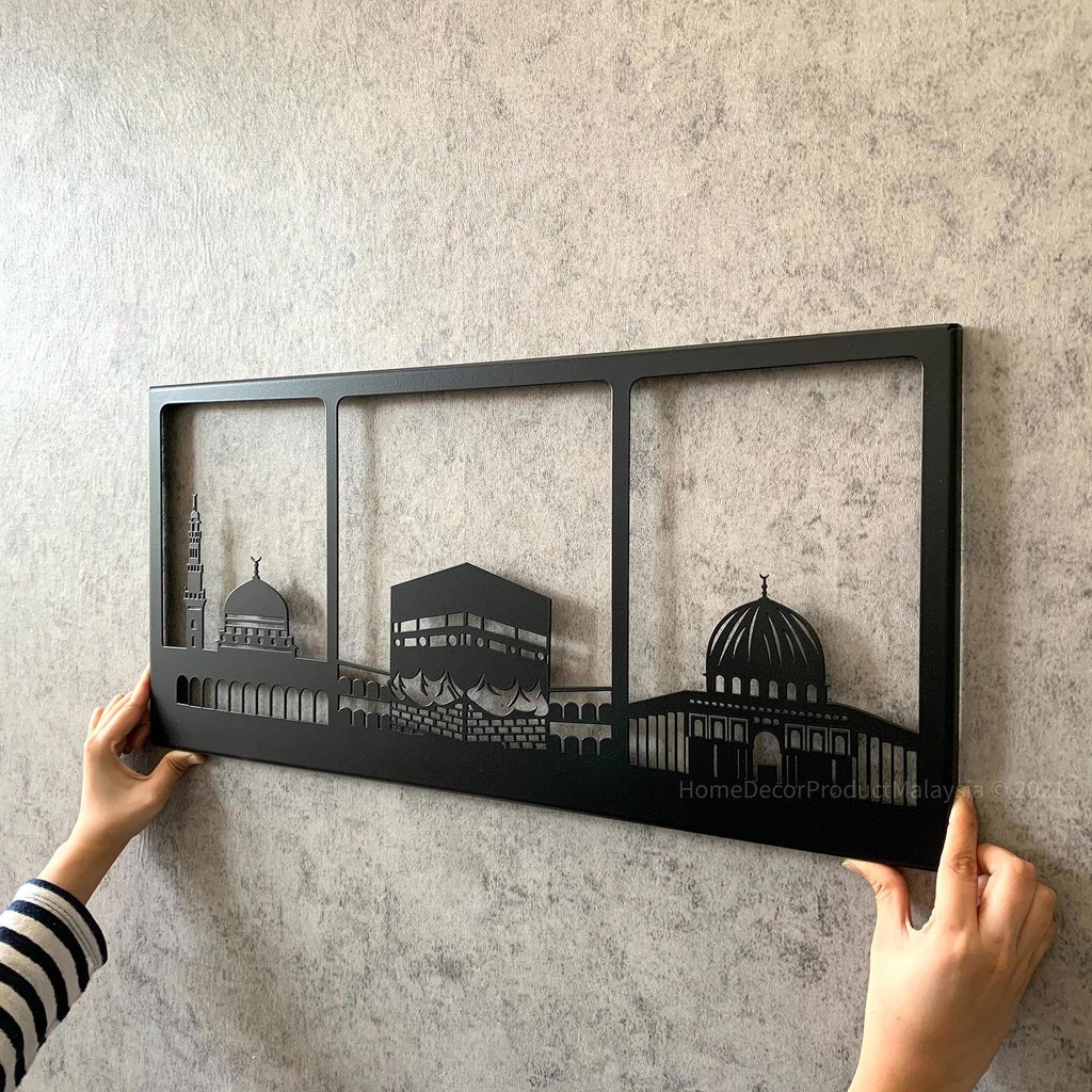 Metal Mecca Islamic Wall Art Kufi Khat Hiasan Dinding