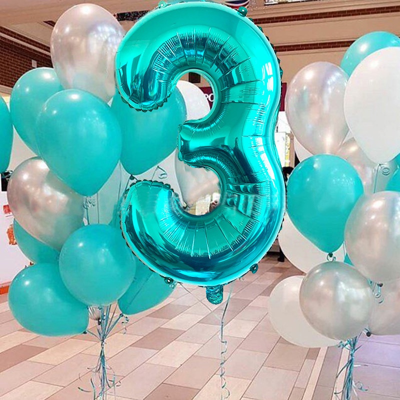 Party Decorations 32 Inch Tiffany Blue Numbers 0-9 Inflatable Foil ...