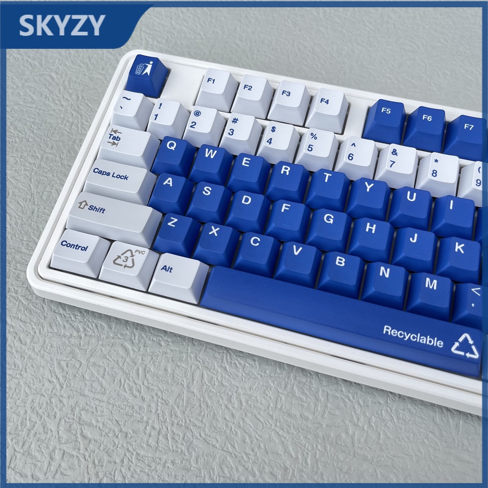 Recyclable Keycaps Cherry Profile Blue Environmentally Friendly PBT DYE