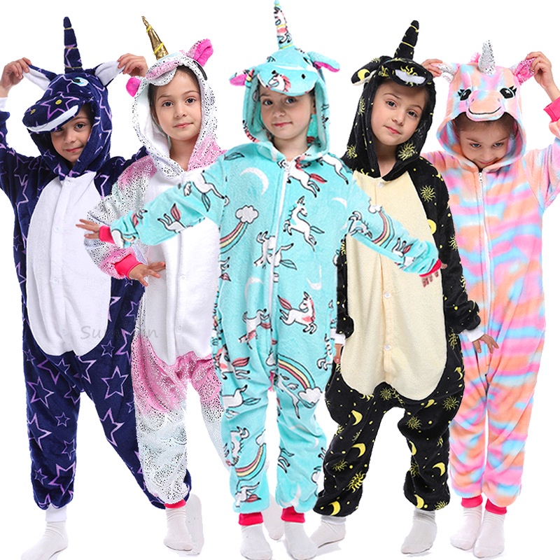 2021 Kids Winter Animal Pajamas Children Unicorn Sleepwear