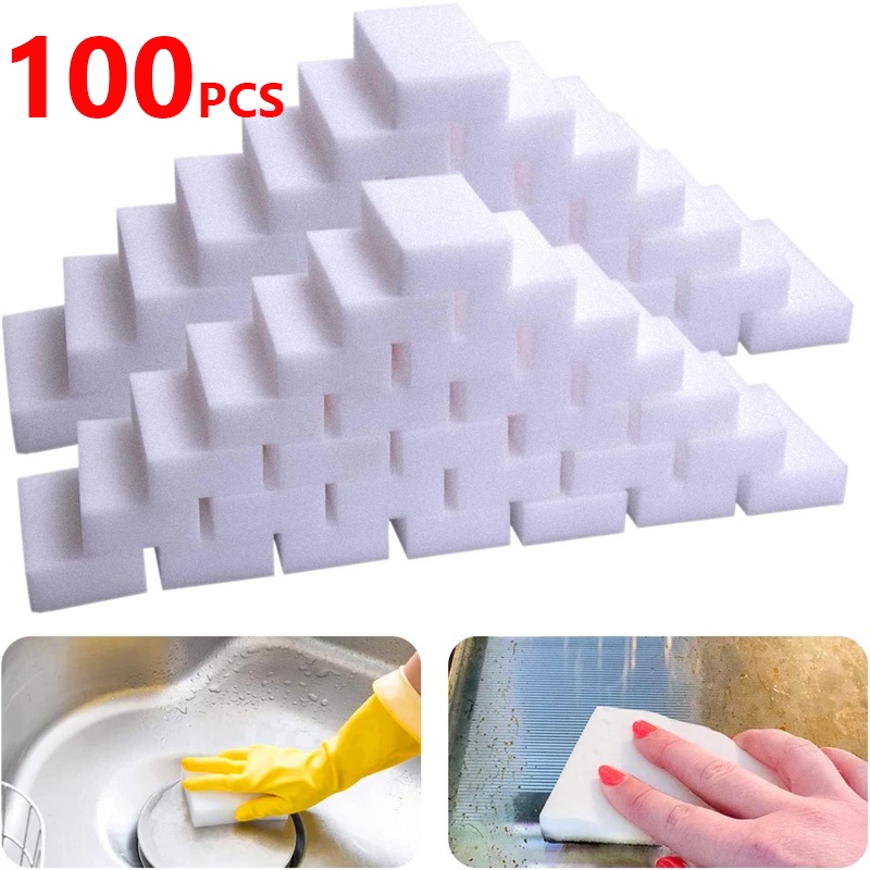 100 Pcs/lot Loofah Magic Sponge Eraser for Kitchen Office Bathroom ...