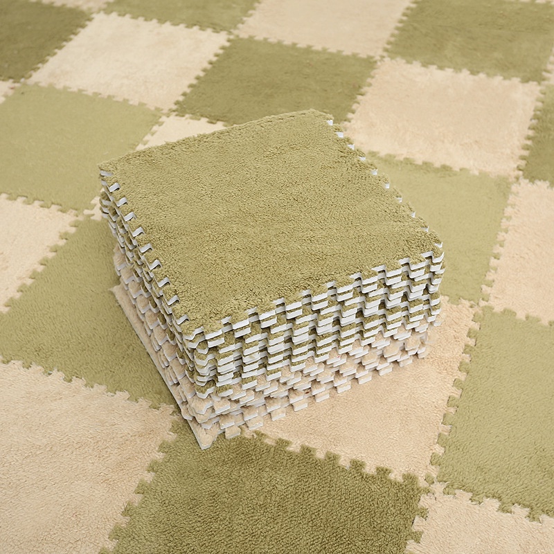 10pcs Interlocking Carpet Tiles Plush Foam Square Mats Set for Living