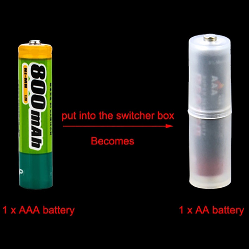 AAA to AA Size Cell Battery Box Converter Batteries Holder Plastic Case ...