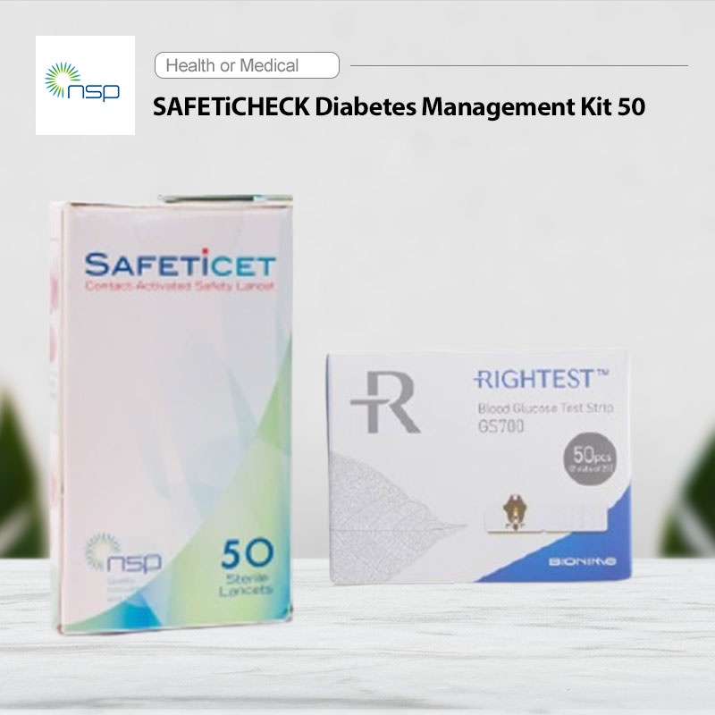 Diabetes Management Kit 50, SAFETiCET (YELLOW) safety lancet & Bionime