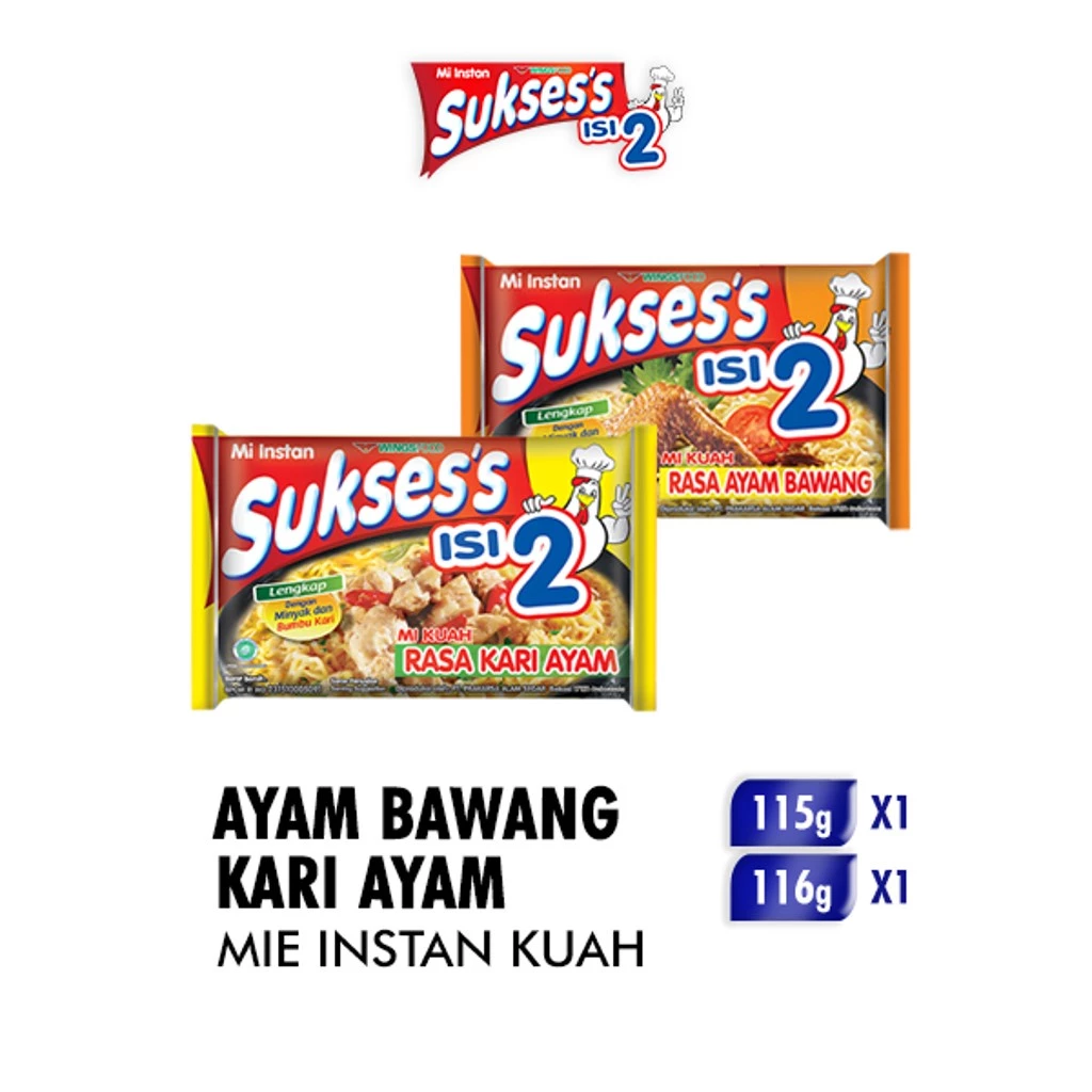 Mie Suksess Ayam Bawang 115gr + Mie Suksess Kari Ayam 116 gr