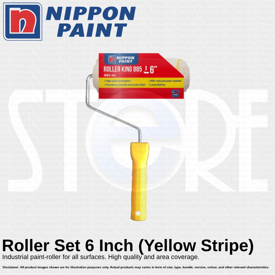 Nippon Paint Roller Set 6 Inch (Yellow Stripe and Green Colour ...