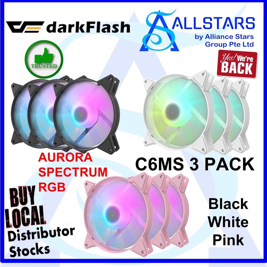 DarkFlash BLACK / WHITE / PINK C6MS 3pieces PACK Aurora Spectrum RGB ...