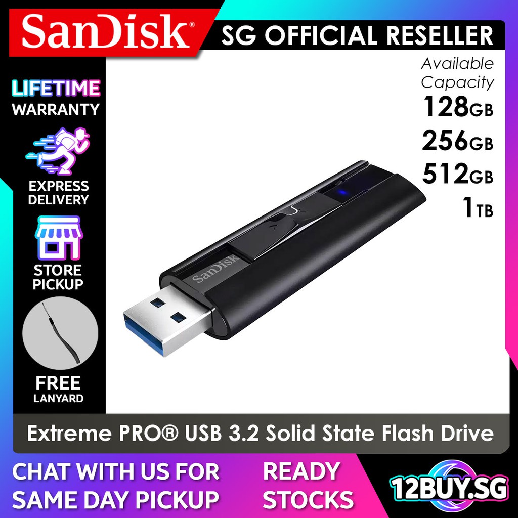 SanDisk Extreme PRO® USB 3.2 Solid State Flash Drive (128 GB - 1 TB)