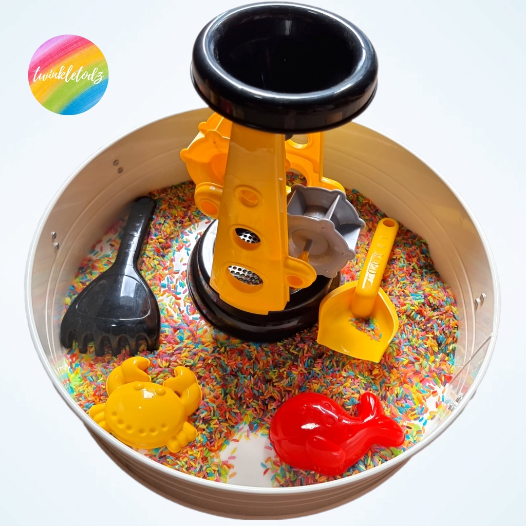 Rice/Sand/Water Construction Wheel and Rainbow Colour Rice (500g ...