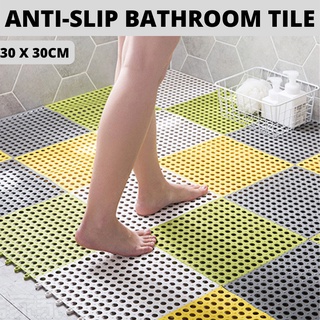 4pcs Shower Room Mats, Waterproof, Interlocking Bathroom Mats With Drainage  Holes, Perfect For Home Bathroom!