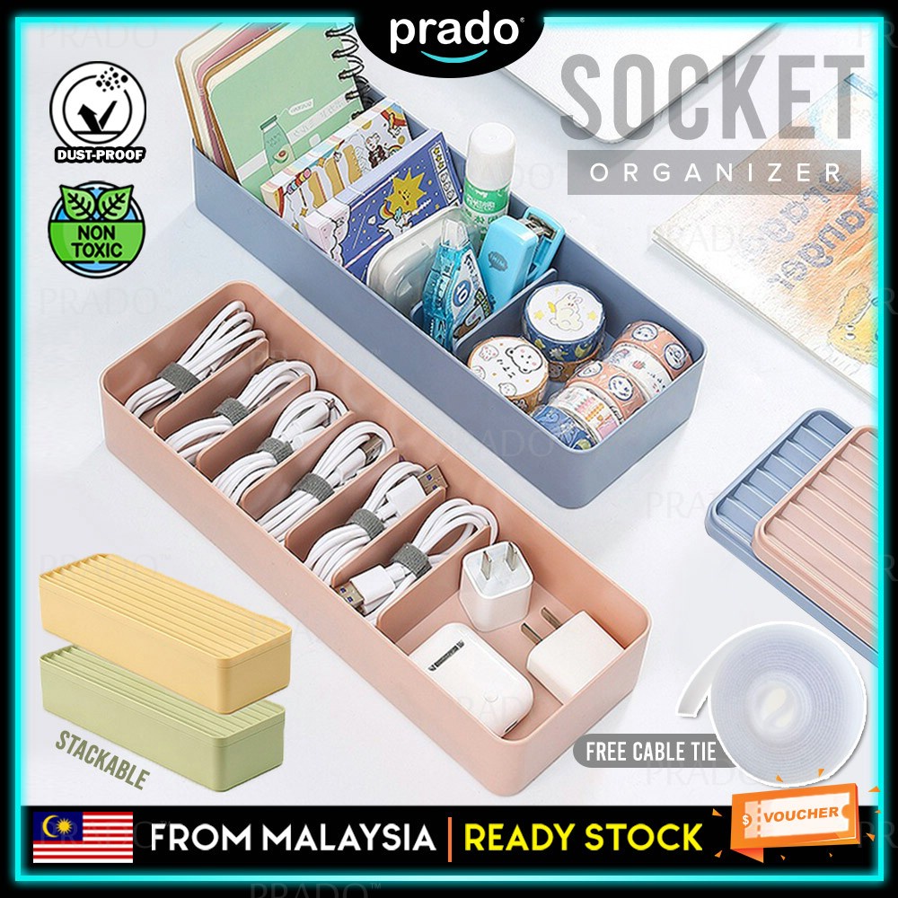PRADO Cable Earphone Socket Organizer Storage Box Cord Management Home ...