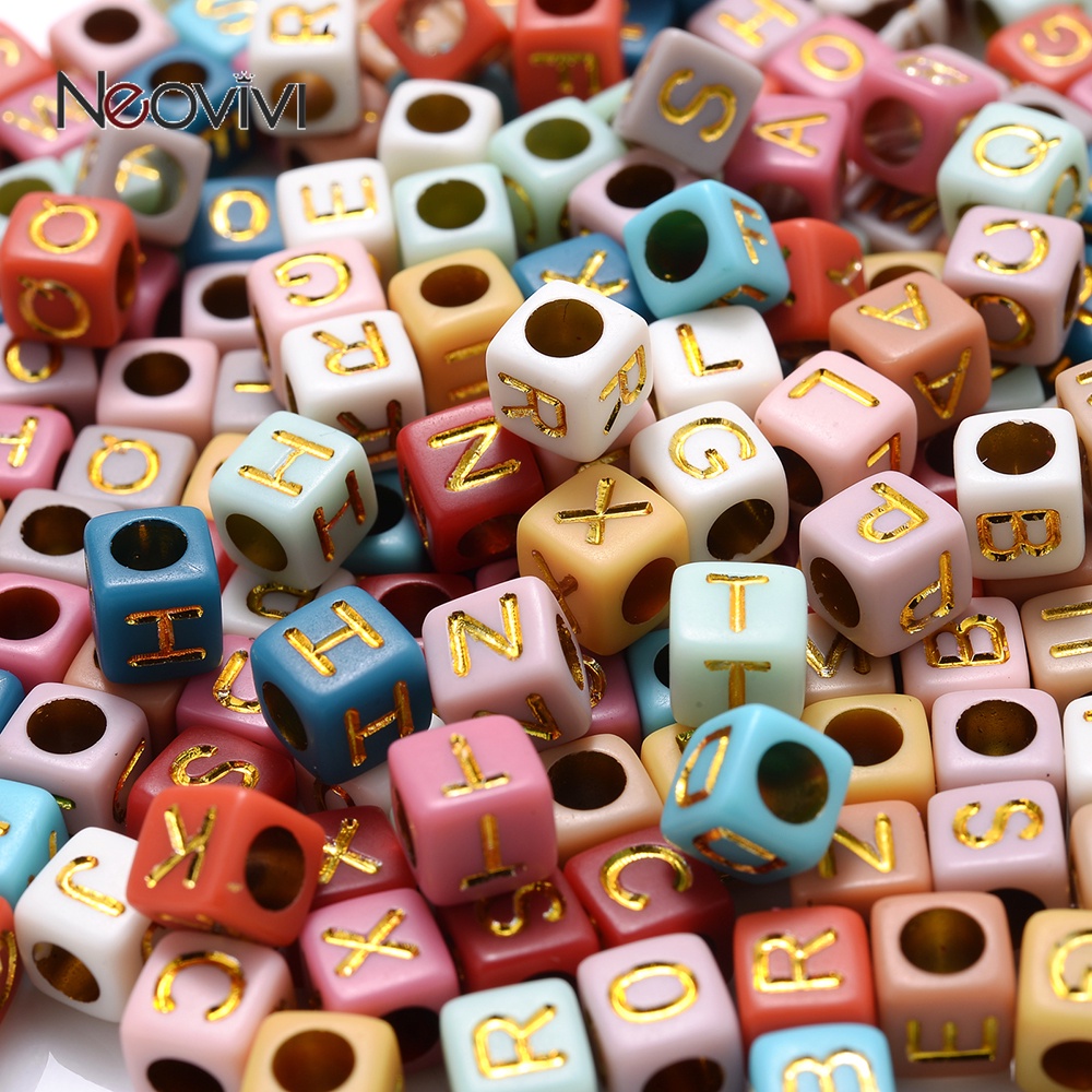 200pcs/Lot 5mm 26 Letter Beads Acrylic Spacer Beads Square