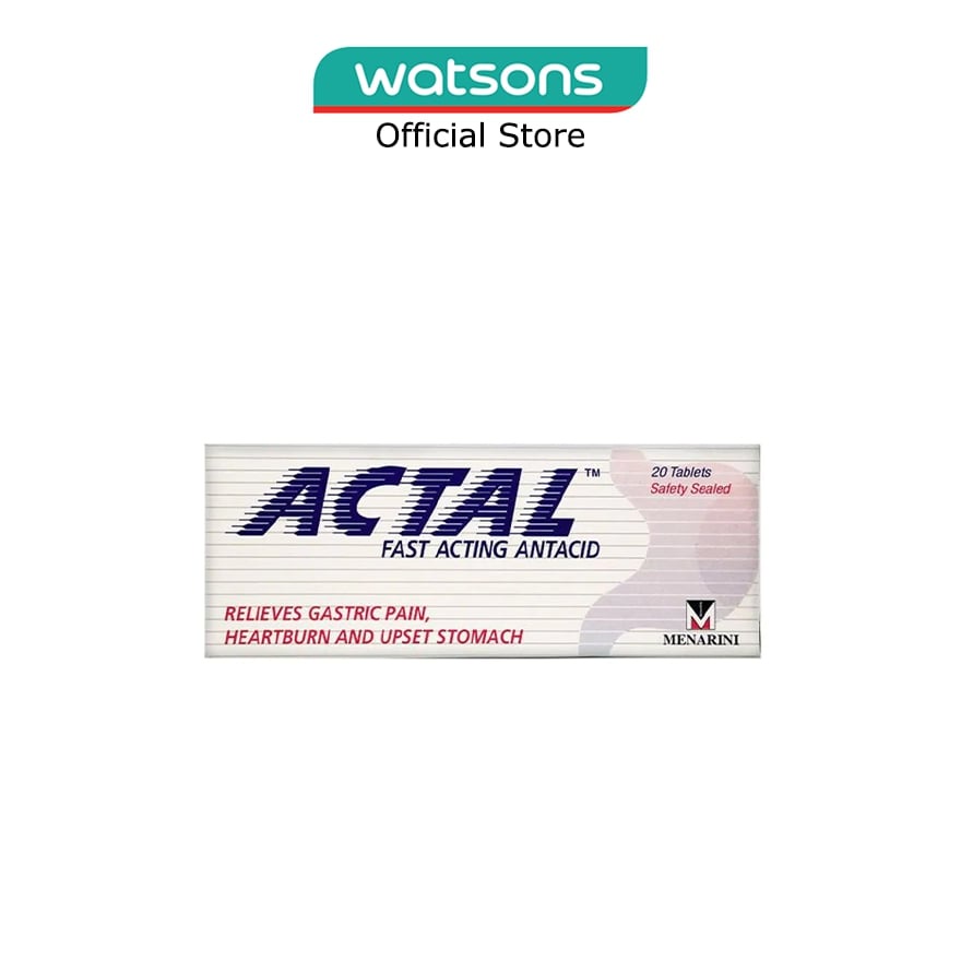 ACTAL Fast Acting Antacid Tablets (Relieves Gastric Pain, Heartburn ...