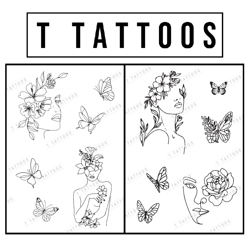 [MAGIC] Temporary Tattoo Floral Butterflies Woman Series ) waterproof ...