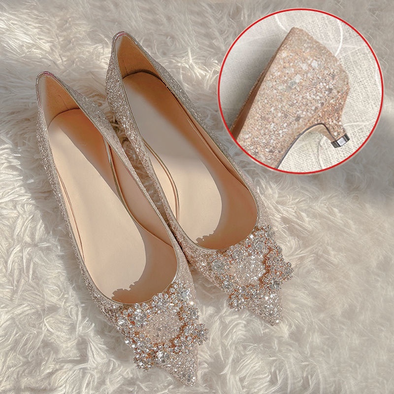 Champagne dress store shoes for wedding