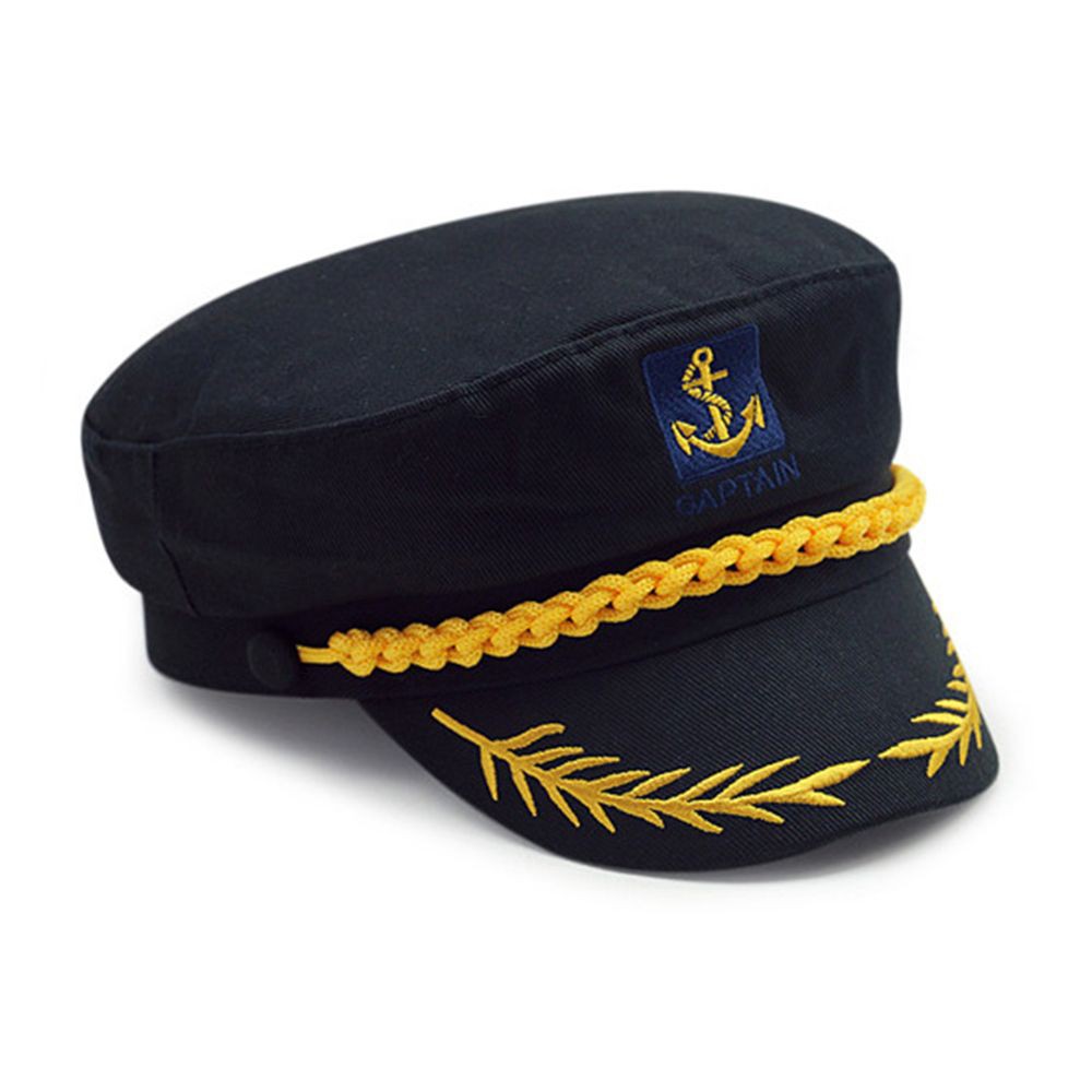 Costume Skipper Ship Sailor Black Captain Yacht Military Nautical Hat ...