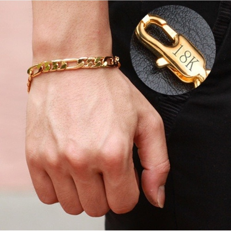 18K Men's Fashion 6MM/10MM Wide Gold Bracelet / Jewelry Accessories