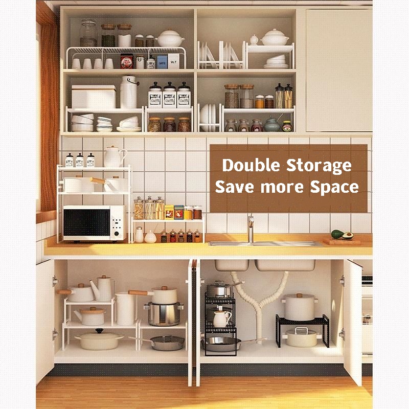 Kitchen Cabinet Rack Countertop Storage Organizers Under Sink Shelves ...