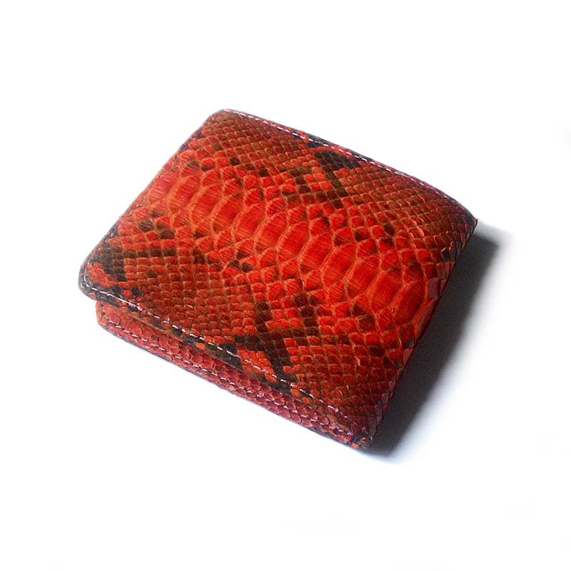 Men's Genuine Python Snake Leather Wallet Orange Color (Real Leather ...
