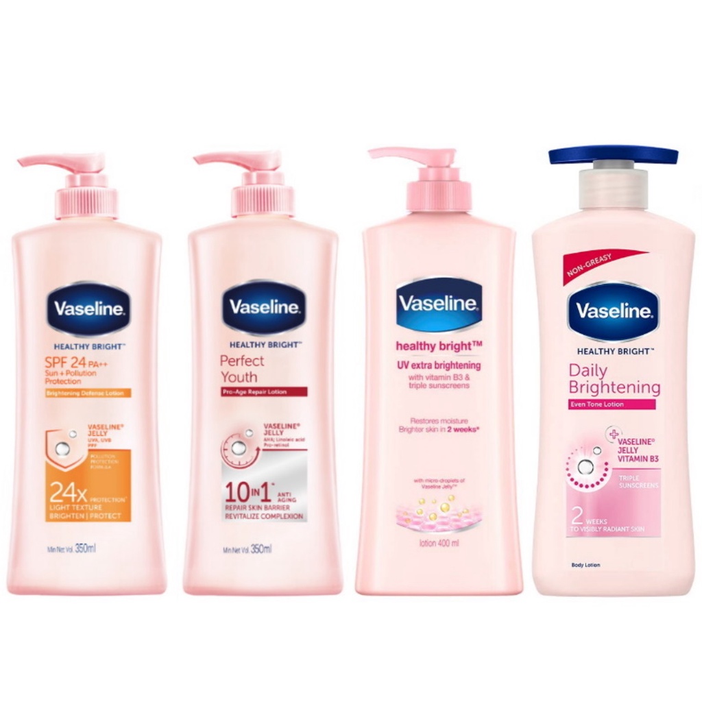 BUNDLE VASELINE HEALTHY BRIGHT WHITE LOTION 350ML 400ML 600ML