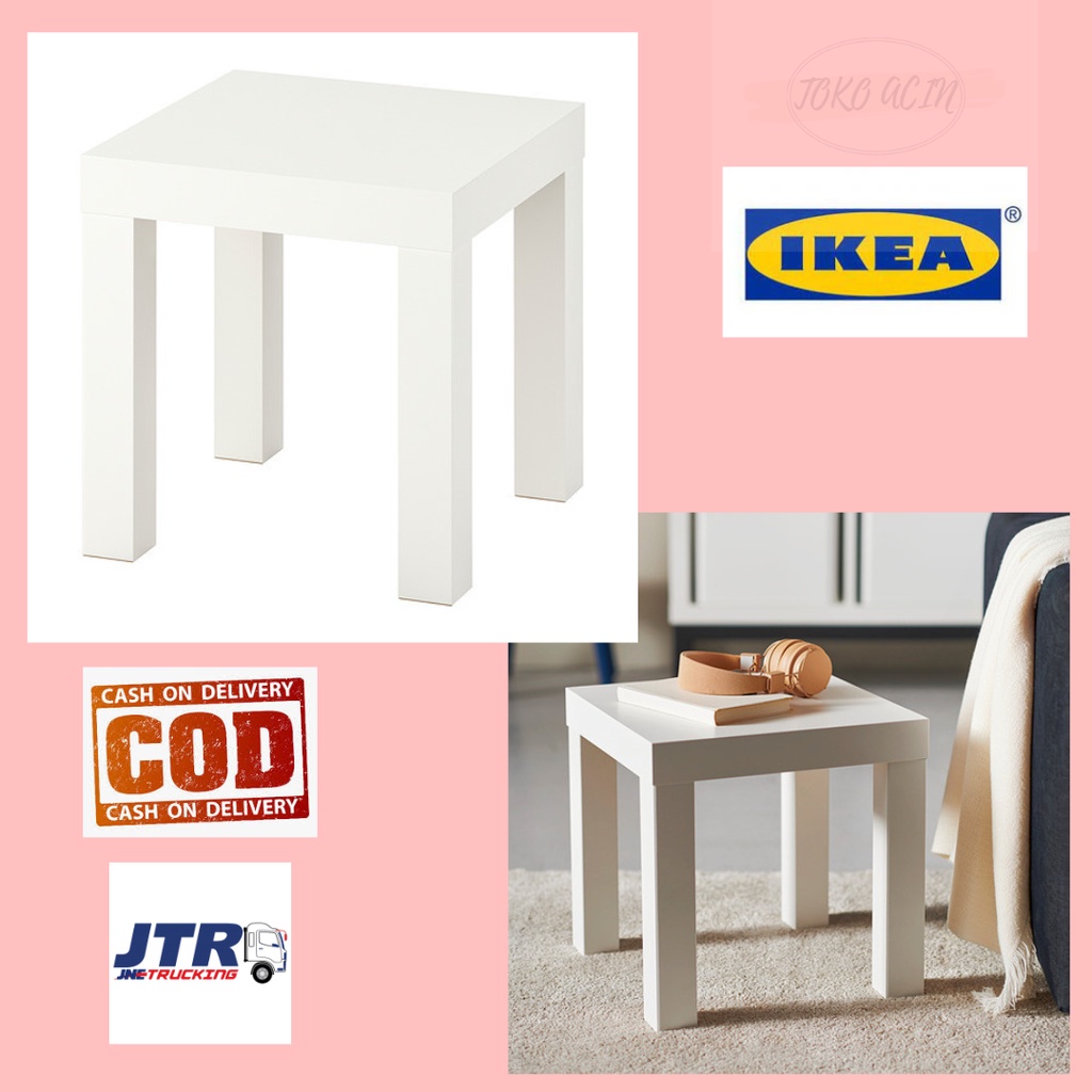 PUTIH [READY Ready READY To [K] LACK Small Side Table White uk 35x35 cm