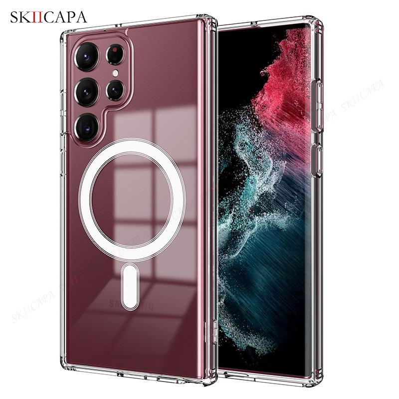 For Samsung S22 Ultra 5G For Magnetic Clear Acrylic Case for Galaxy S21 ...
