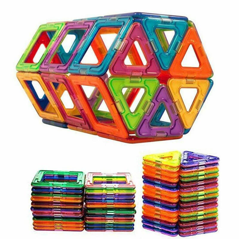 100PCS 3D Magnetic Tiles Building Blocks Construction Toys Kids Stacking Blocks Set Educational Kids Magic Toys