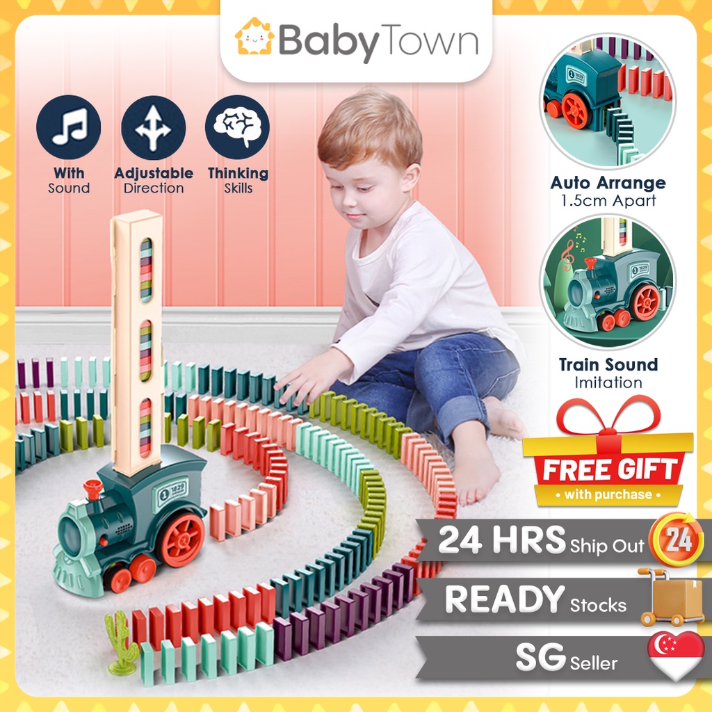 Domino Train Car 60 PCS Educational Building Blocks DIY Domino Game Toy Set  Automatic Bricks Kid Toys Gift | BabyTown | Shopee Singapore