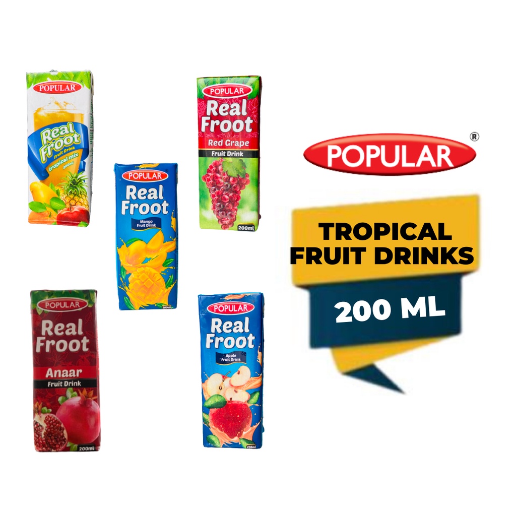 POPULAR FRUIT DRINKS REFRESHING JUICE 200 ML (TETRA PACK) Shopee