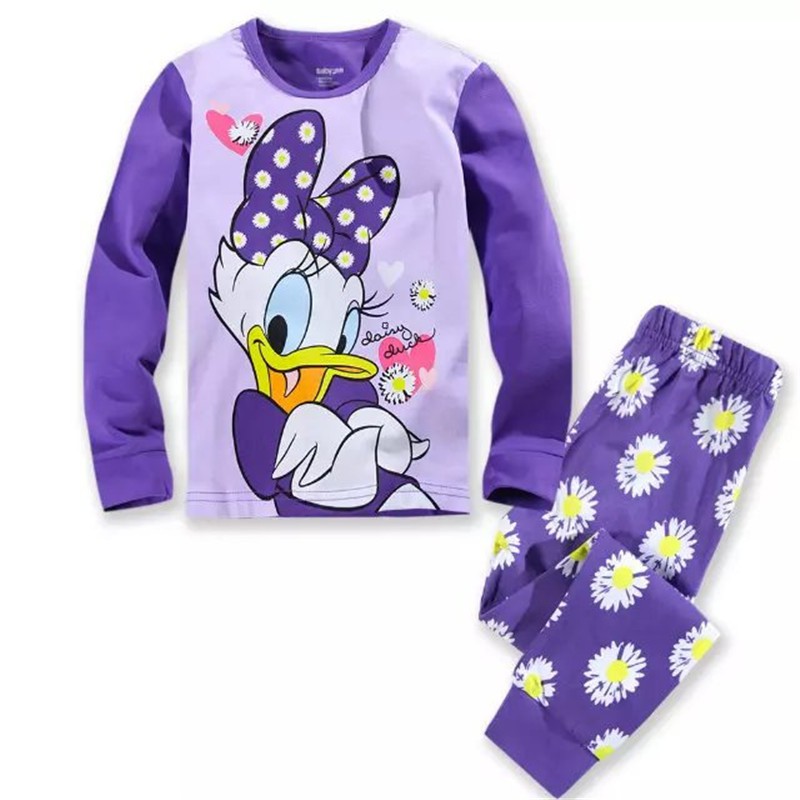 Daisy Duck Pajamas Girls Clothes Toddler Kids Pyjamas Purple Nightwear