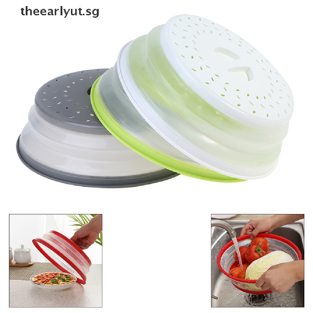 【theearlyut】 Microwave Food Splatter Cover Vented Collapsible Cover With Easy Grip Handle Sg 3375