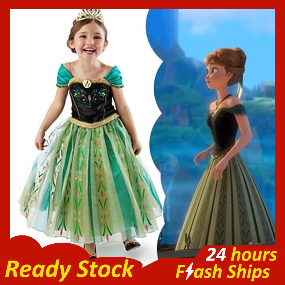 Frozen Dress Anna Dress for Baby Girl Kids Princess Dress Christmas Halloween Party Dresses Costume for Kids Shopee Singapore