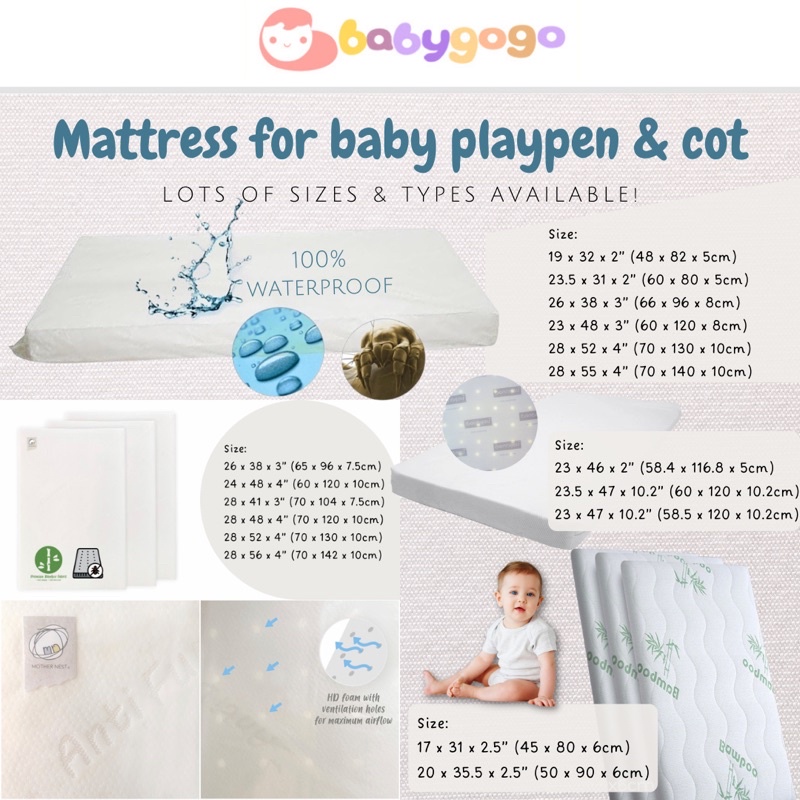 90 x best sale 52 cot mattress