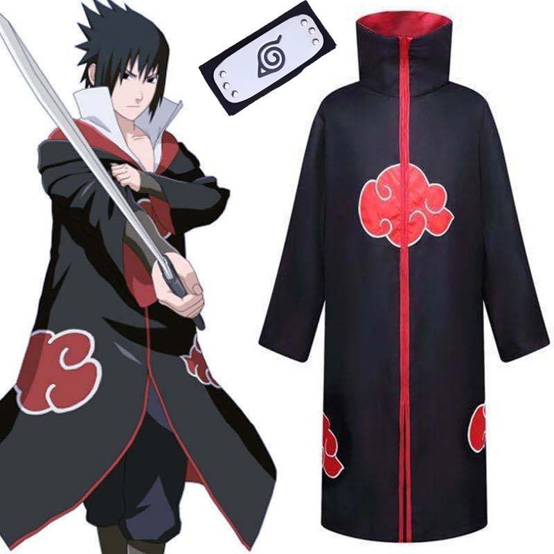 Anime Naruto Akatsuki Uchiha Itachi Cosplay Costume Robe Cloak Cape Coat Wind Shopee Singapore 