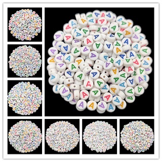 200 Pcs Acrylic Round Alphabet Beads A-Z Letter Spacer Beads for