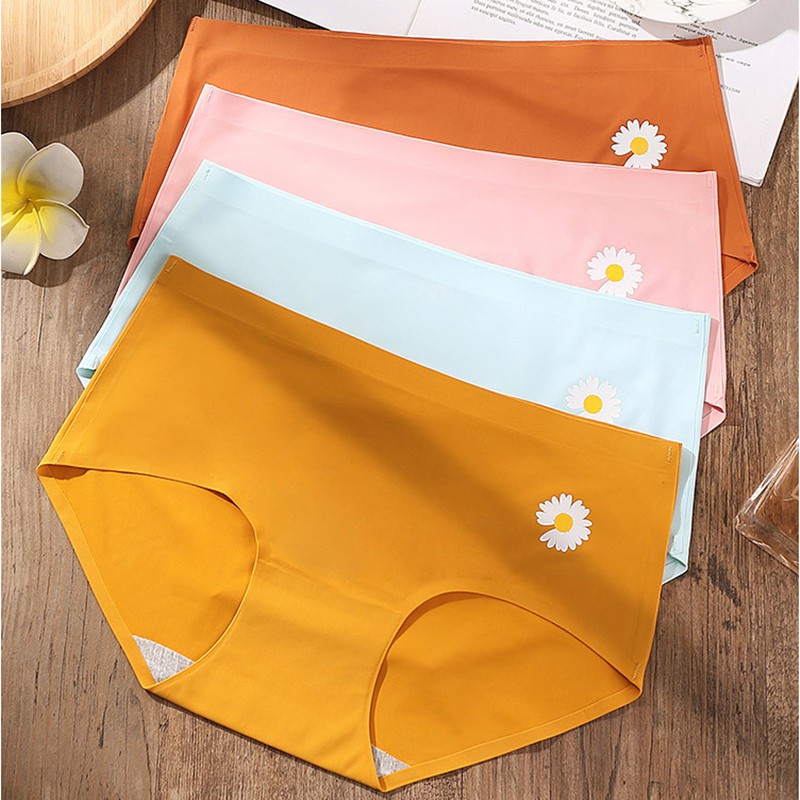 M-XL 9 Colors Ice Silk Panties Women's Seamless Briefs Mid-Waist Sexy Lingerie Girl Clothing Panty Female Underwear