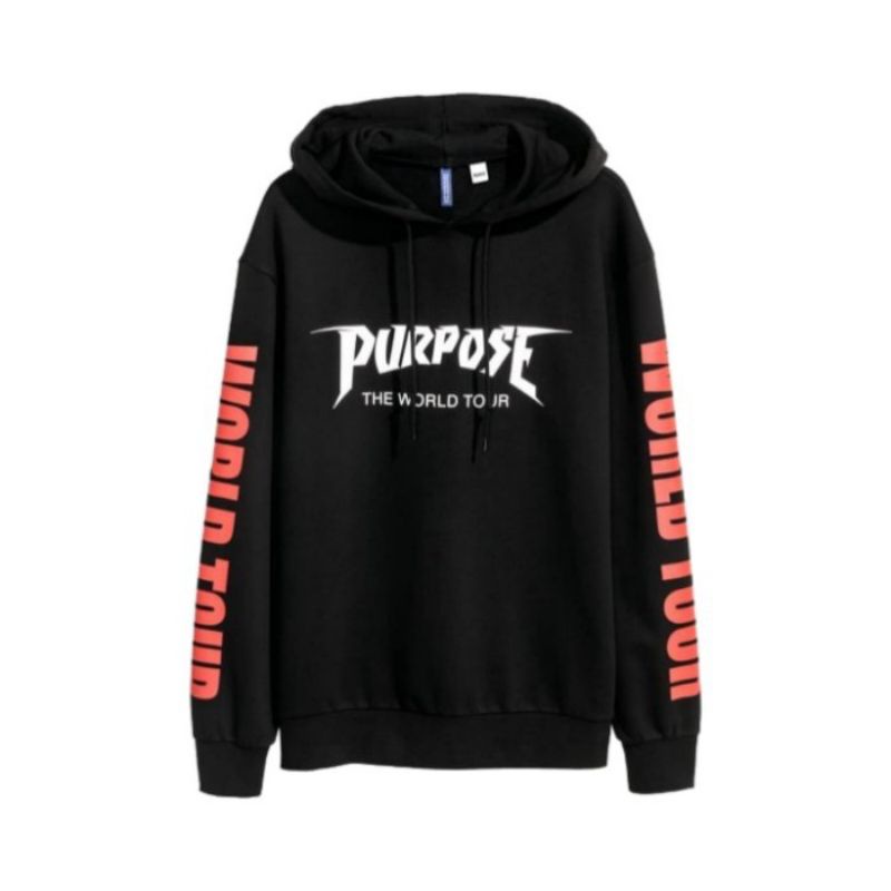 Hoodie H M Printed Black Purpose Tour Original Complete Shopee Singapore