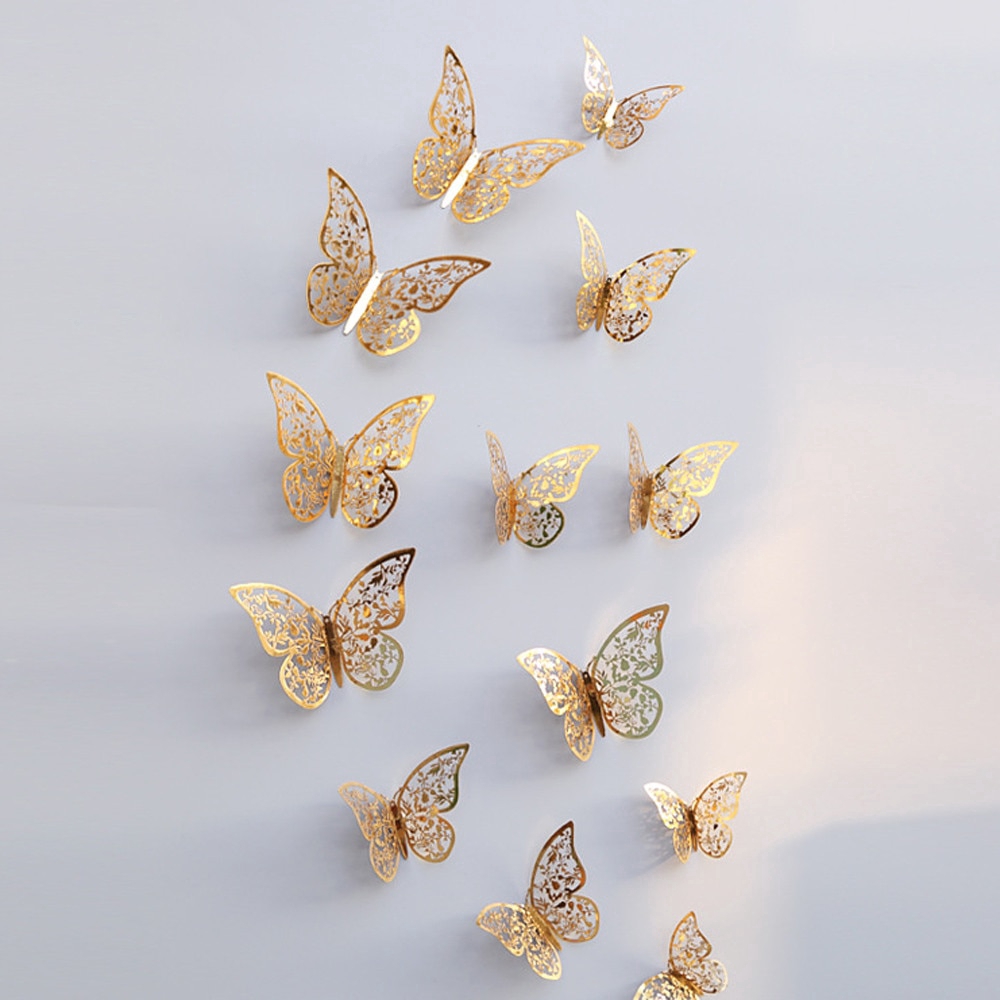 12 Pcs 3D Butterfly Fridge For Home Decoration New Wall Stickers Home Decoration